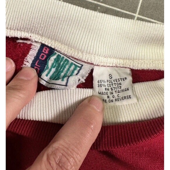 VTG 90s Embroidered Animal Patchwork Sweatshirt Small Cozy Fall Crewneck - Picture 4 of 4